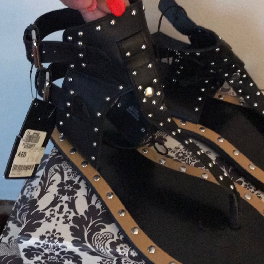 Studded Black Sandals